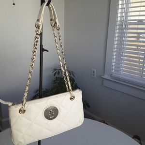DKNY white quilted shoulder bag